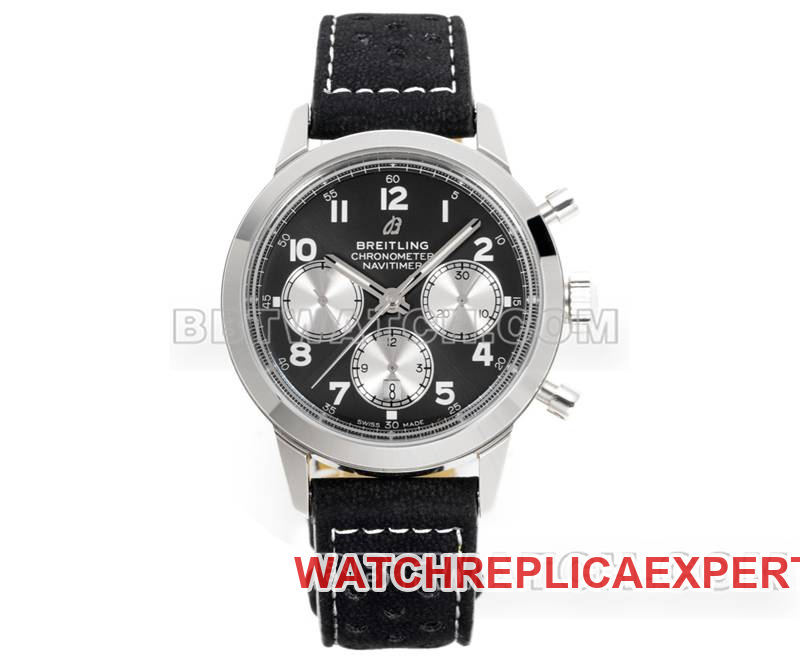 41mm Breitling Transocean Black Plate Chronograph Replica Watches BLS Factory 7750 Mechanical Movement Belt Models
