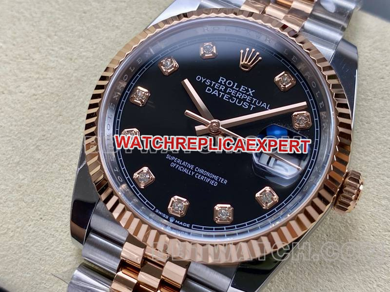 Rolex Datejust 36mm black dial mechanical rose gold steel strap by ARF factory