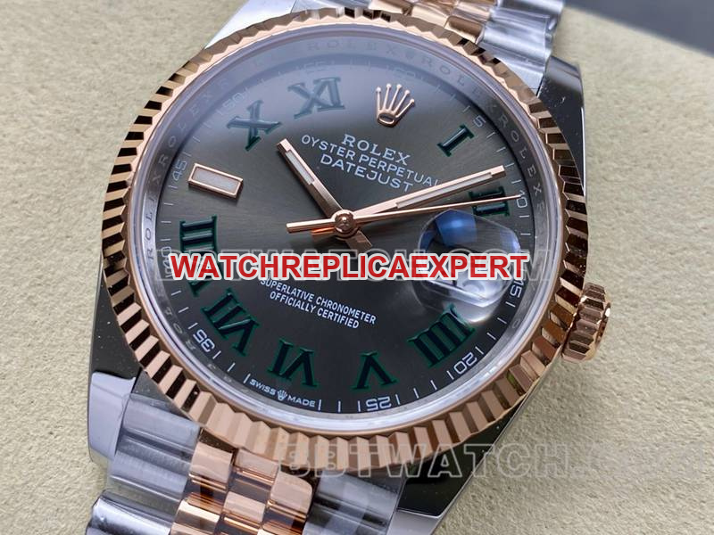Rolex's best replica watch ARF factory Datejust grey dial Roman numerals 36mm mechanical rose gold steel strap 36mm ARF Rolex