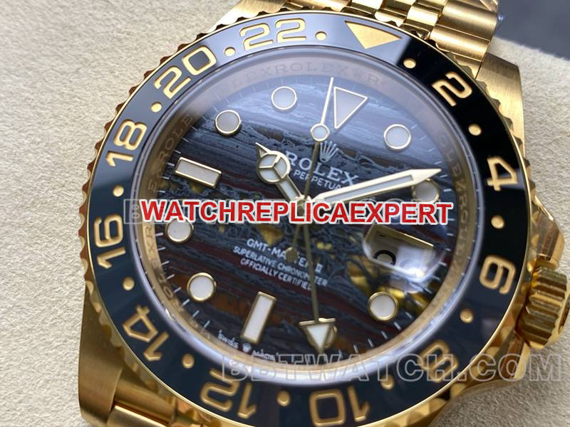 Rolex Original Factory Replik-Uhren ARF-Fabrik Greenwich Tiger Eye GMT mechanische Goldstahlgürtelmodelle ARF Rolex