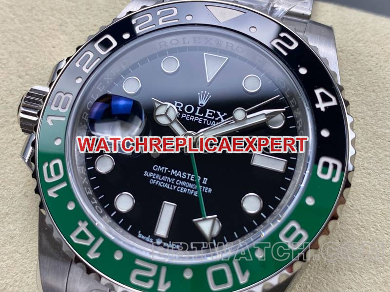 Beste Replik-Uhren ARF Rolex Factory Greenwich GMT Grüner und schwarzer Ring 3285 Mechanisches Uhrwerk mit drei Fächern