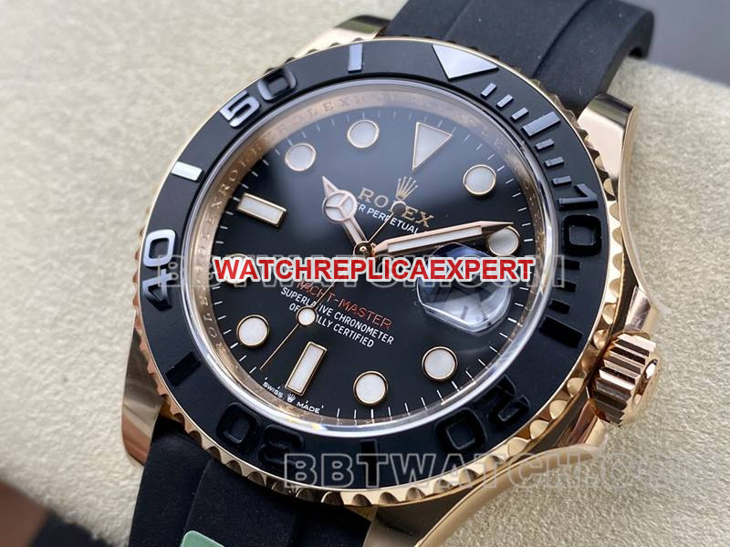 Rolex Yacht-Master 42mm black dial rose gold case ARF mechanical rubber strap
