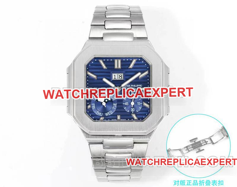 Reloj Super Clone 3k Factory Placa Azul 240ps Movimiento Mecánico Correa De Acero Modelo 5822 45mm Patek Philippe
