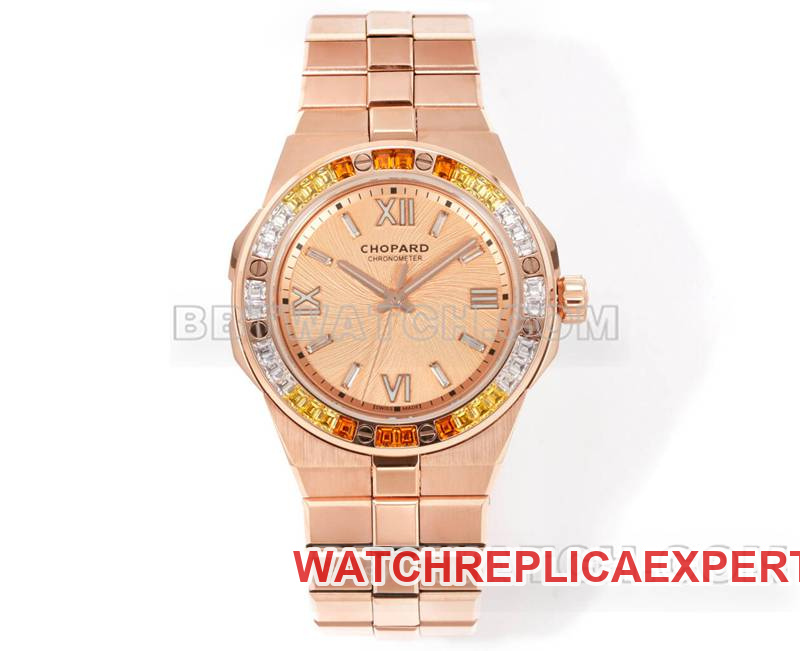 Chopard Super Clone Watch GH Factory Snow Mountain Pride 41mm Rose Gold Plate Sapphire Ring Mechanical Steel Strap Model 41mm Chopard