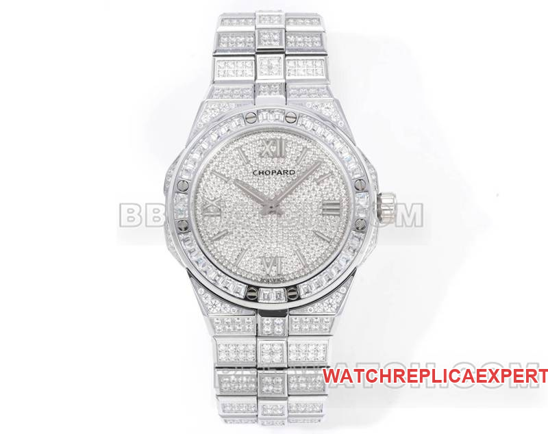 Montre réplique 1:1 Chopard 41mm usine GH Snowy Mountain Pride pavée de diamants modèles bracelet acier mécanique