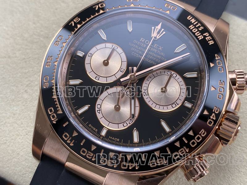 Top Replica Watches ARF Factory Ditonner Black Plate Rose Gold 4131 Mechanical Movement Rubber Models Rolex