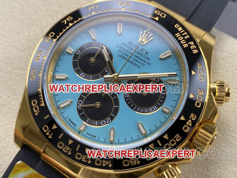 Rolex Top Replica Watches ARF Factory Ditonner Blue Plate Gold 4131 Mechanical Movement Rubber Models ARF Rolex