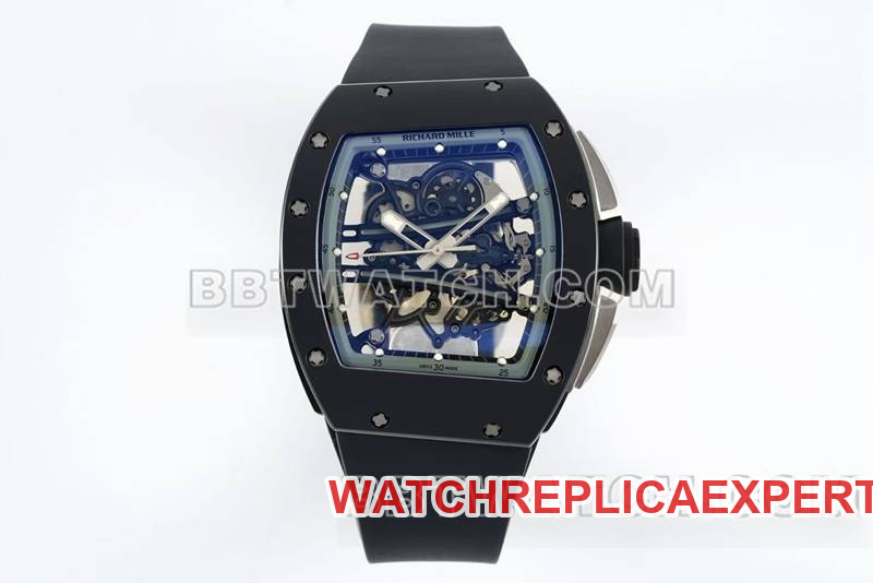 RM061 Richard Mille Super Clone Watch R Factory Skeleton Disk Mechanical Black Rubber Model