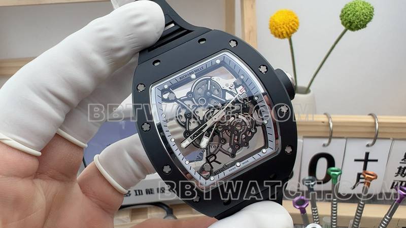 optimal replica watches R factory skeleton disk mechanical black rubber RM055 Richard Mille