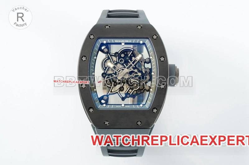 1:1 replica watches R factory skeleton disk mechanical gray rubber model RM055 Richard Mille