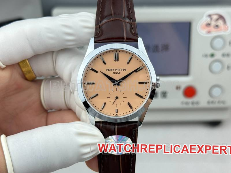 Las mejores réplicas de relojes SDF de fábrica, placa de oro rosa clásica, modelos de correa mecánica Patek Philippe de 39 mm