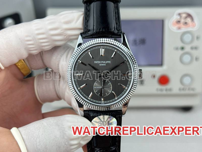 39mm Patek Philippe replica watches SDF factory classic black dial studded circle mechanical strap models