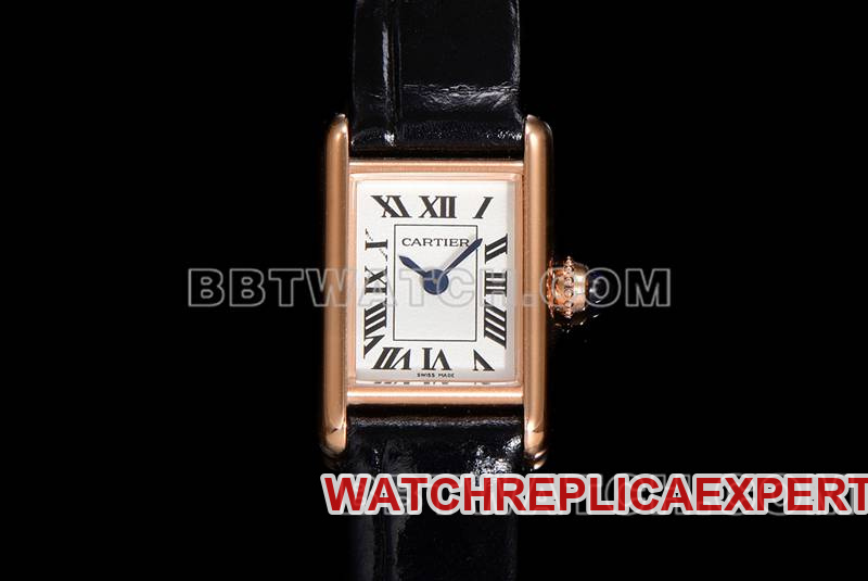 Cartier Cartier's top-quality replica watch F1 factory tank white dial rose gold case and quartz leather strap