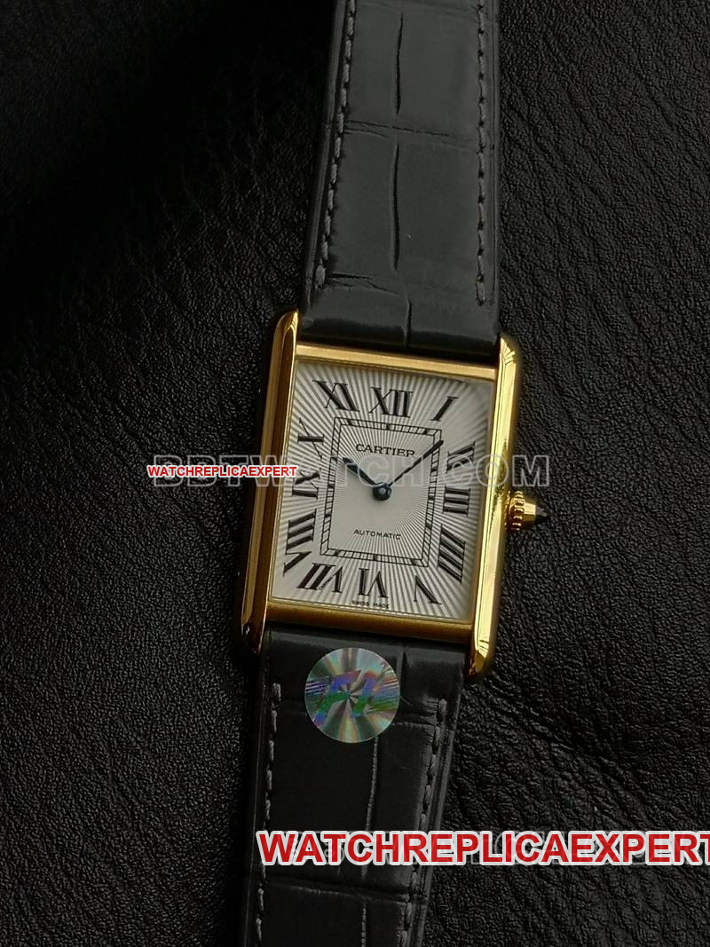 Cartier Super Clone Uhr F1 Factory Tank, weißes Zifferblatt, Gelbgoldgehäuse, 2899MC, mechanisches Uhrwerk, Lederarmband