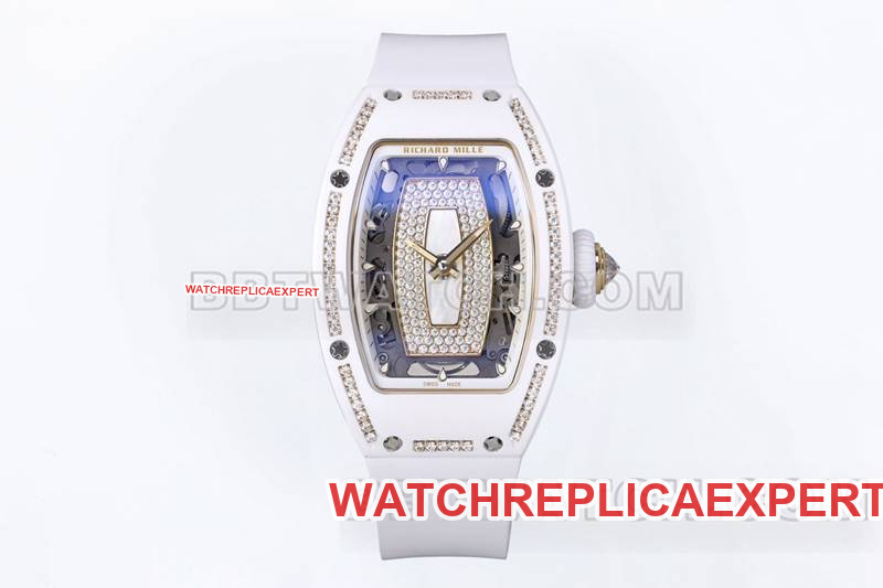 RM07-1 ZF Factory White Ceramic White Dial Diamonds Richard Mille Mechanical Watch