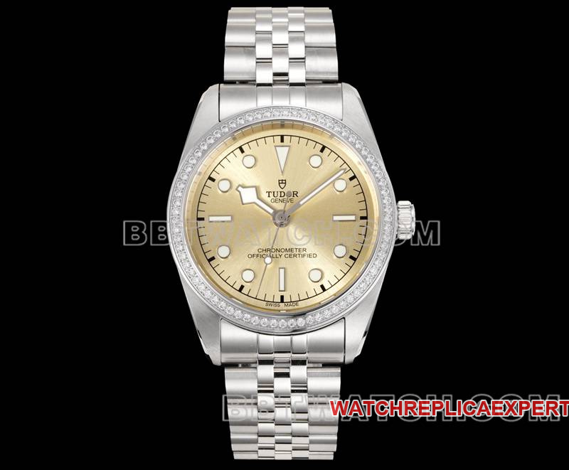 Tudor Super Clone Watch V9 Factory Biwan Gold Plate 41mm Swarovski Diamond Ring Mechanical Steel Strap Model