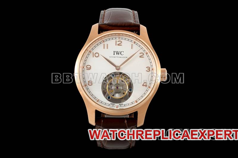 Universal Best CollectWatches RMS Factory Portugal White Dial Rose Gold Tourbillon Mechanical Leather Strap Models