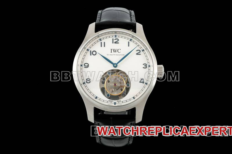 Universal Super Clone IWC RMS Factory Portugal Cadran Blanc Tourbillon Modèle de Bracelet Mécanique