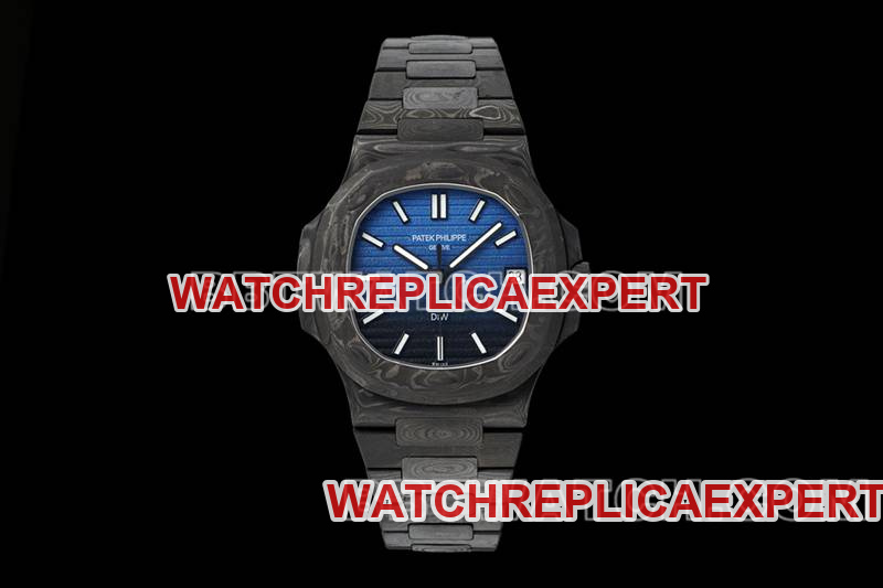 Patek Philippe DIW Nautilus 5711 Super Clone with Blue-Black Dial, Full Carbon Fiber and Mechanical Steel Strap