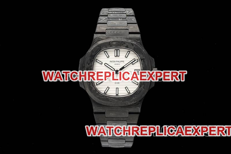 Patek Philippe Best Replica Watches DIW Factory Nautilus White Disc Carbon Fiber Mechanical Steel Strap Model 5711