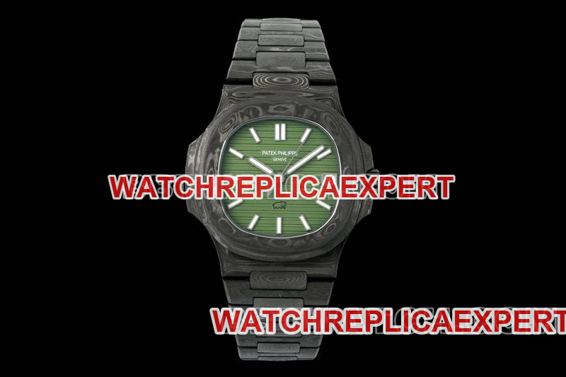 Patek Philippe DIW Factory Nautilus 5711 Green Dial Carbon Fiber Mechanical Steel Bracelet Replica Watch