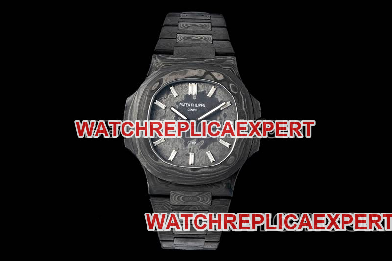 Patek Philippe DIW Factory Nautilus Gray Dial Carbon Fiber Mechanical Steel Bracelet 5711 Replica Watches