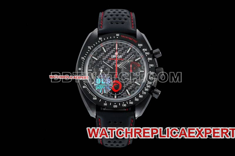 Omega Best Replica Watches BLS Factory Speedmaster Full Ceramic Red Needle Mechanical Rubber Model
