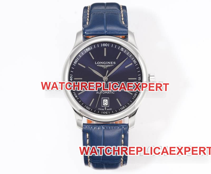 Longines Master Collection XC Factory Blue Dial Stick Hour Markers L888 Mechanical Movement Leather Strap Replica Watch