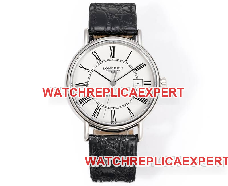 Longines Top-CollectUhren XC Factory Elegante 40-mm-Modelle mit weißem Zifferblatt L888 und mechanischem Uhrwerk mit Lederarmband