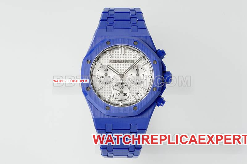 Optimal Replica Watches APS Factory Royal Oak Silver White Dial Mechanical Blue Steel Belt Models 26240 Audemars Piguet