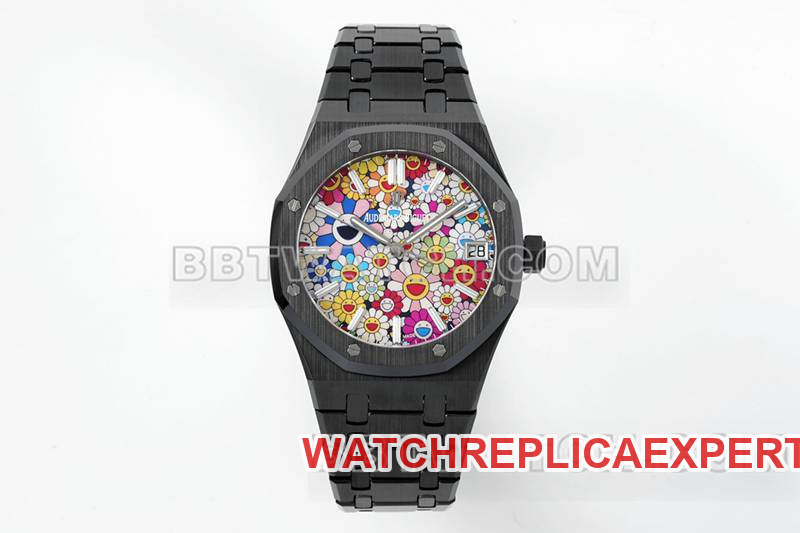 Audemars Piguet Best Replica Watches APS Factory Royal Oak Flower Pattern Dial Ceramic Steel Strap Model 15500