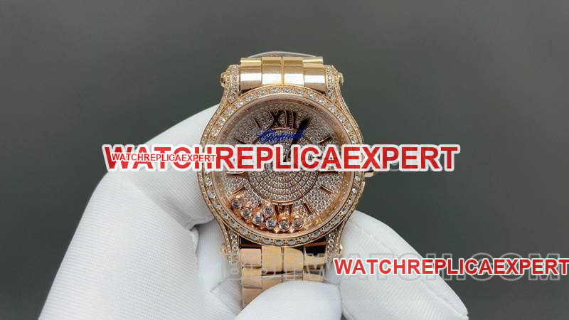 Chopard 1:1 replica watches YF factory happy diamond gold full star 2892 mechanical movement steel strap models Chopard