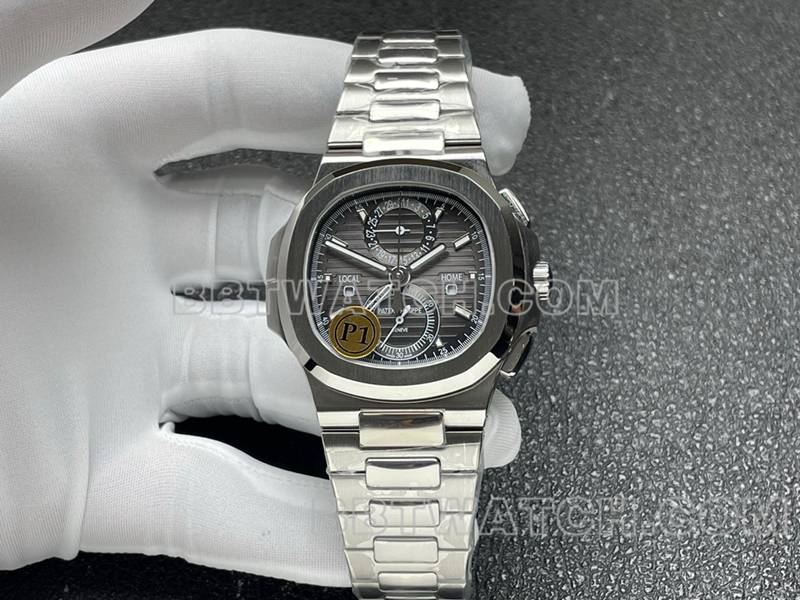 Meilleures montres Patek Philippe contrefaites Sport Élégant Cadran Gris Mécanique Bracelet Acier Modèle 5990
