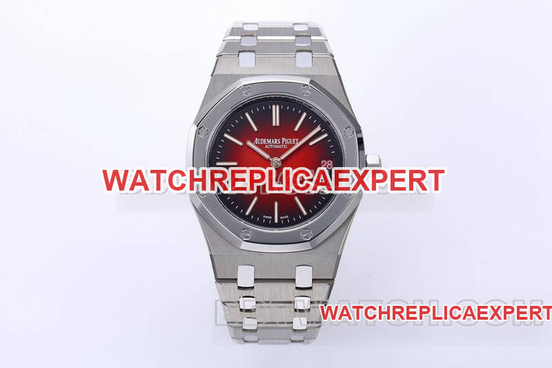ZF Audemars Piguet Royal Oak à cadran bordeaux fumé, modèle mécanique à bracelet en acier 16202