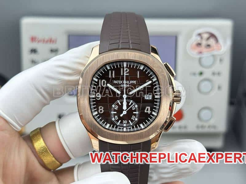 Best Replica Watches P1 Factory Grenade Brown Disc Mechanical Brown Rubber Model 5968 Patek Philippe