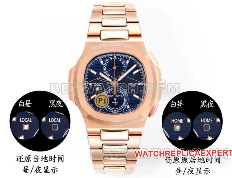 Sporty and elegant Original Factory Collectwatches P1 factory Patek Philippe blue plate rose gold mechanical steel belt models 5990 front real picture