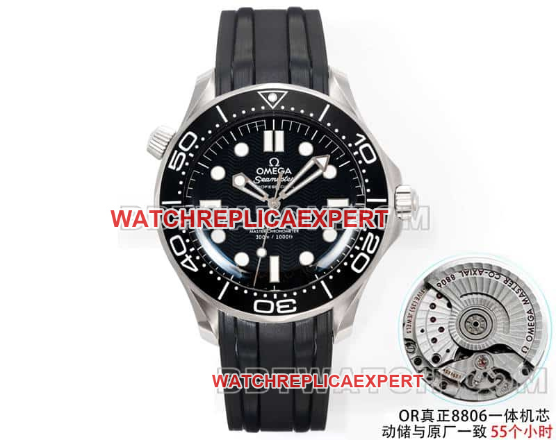 Omega OR fábrica Omega réplica de alta calidad Seamaster 300m esfera negra correa de caucho negra mecánica