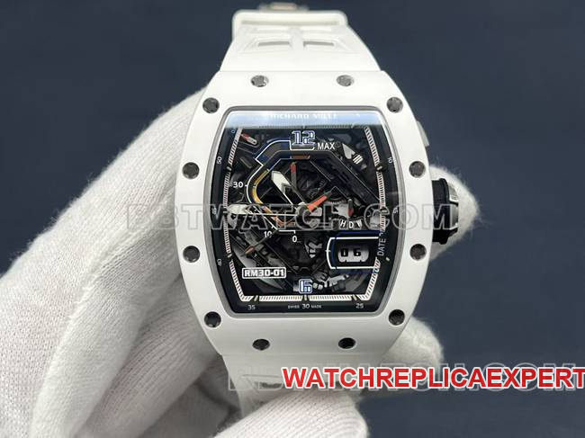 Best replica Richard Mille RM30-01 white ceramic mechanical watch