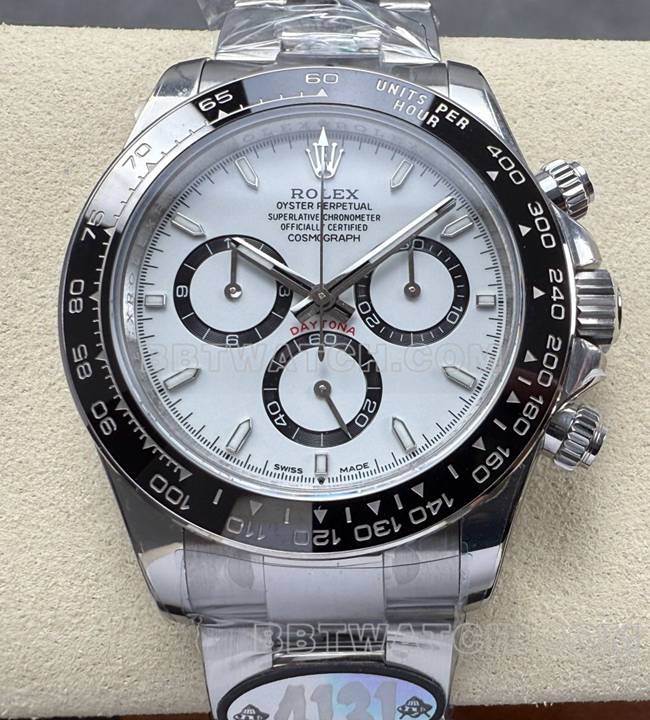 Super Clone Rolex Daytona UFO Factory Rolex esfera blanca 4131 mecánico