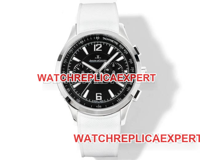 Beste Replik-Uhren Jaeger-LeCoultre Beichen Schwarzes Zifferblatt Mechanisch Weißer Gummi Modell Jaeger-LeCoultre