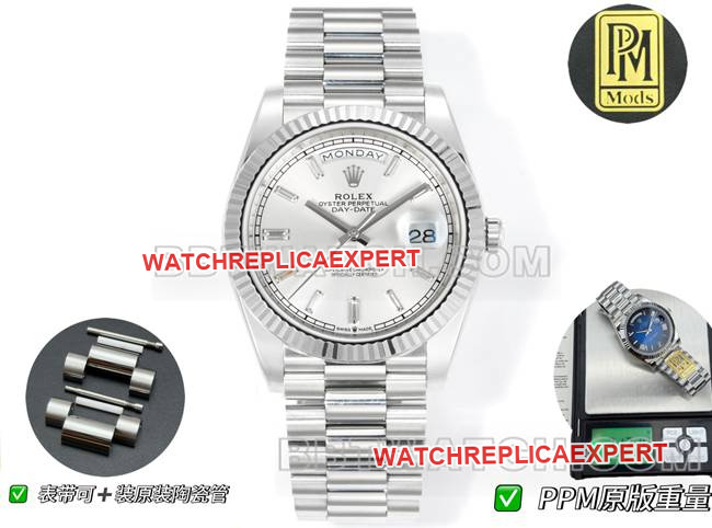 The Best Replica Watch PPM Factory Rolex Day-Date Mechanical Silver Dial Rolex