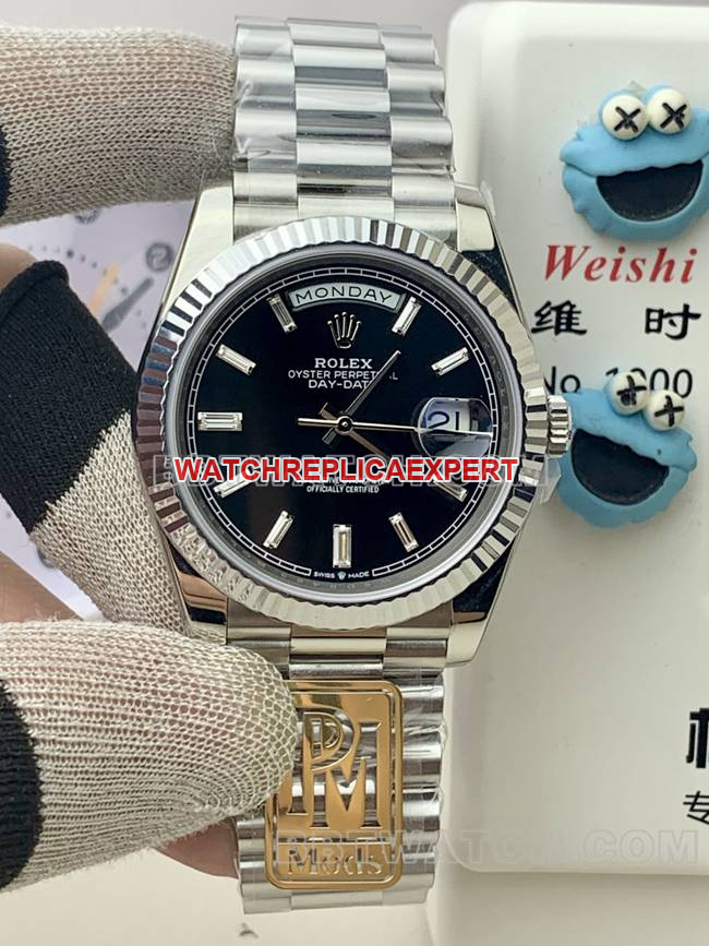 The Best Replica Watch PPM Factory Rolex Day-Date Mechanical Black Dial Rolex