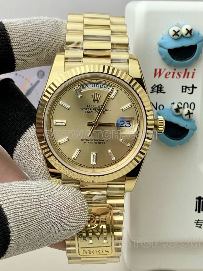 Optimal Replica Rolex Rolex Gold PPM Factory Day-Date Mechanical Gold Dial