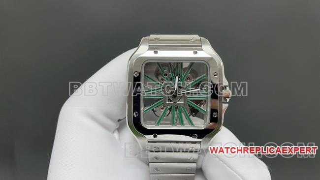 The Best Replica Watch Cartier MLF Factory Santos Green Skeleton Dial Mechanical