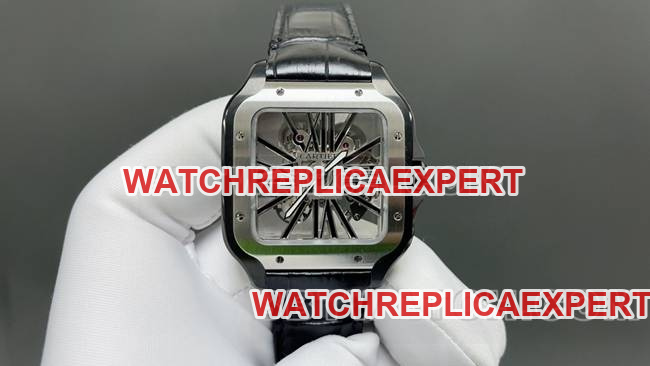 Top-Quality Replica Watch Cartier MLF Factory Cartier Santos Skeleton Dial Mechanical Leather Strap
