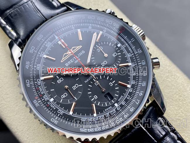 Top Replica Watches BLS Factory Aviation Chronograph Breitling Black Plate Belt Model Breitling