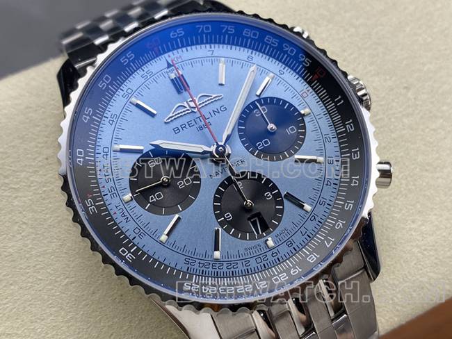 Best Replica Watches Breitling BLS Factory Aviation Chronograph Blue Dial Steel Strap Model Breitling