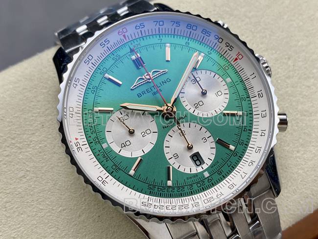 1:1 replica Breitling watches BLS factory aviation chronograph green dial steel bracelet models