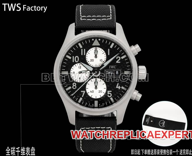 Super Clone Watch Pilot TWS Factory Universal Black Disc Carbon Fiber 43mm 43mm