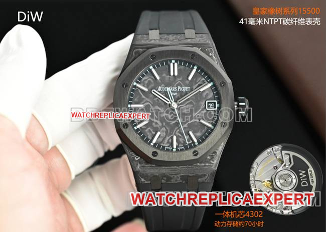 Best Replica Watches Royal Oak DiW Factory Audemars Piguet Carbon Fiber Blue Needle 15500 Audemars Piguet